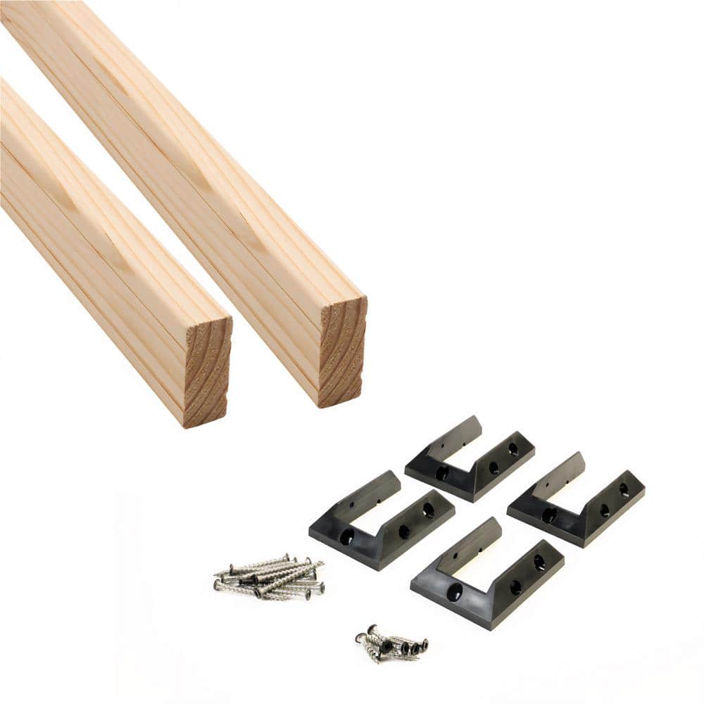 ProWood 2 in. H x 72 in. W Pressure-Treated Natural Pine Rails with Black Brackets Horizontal Railing Kit