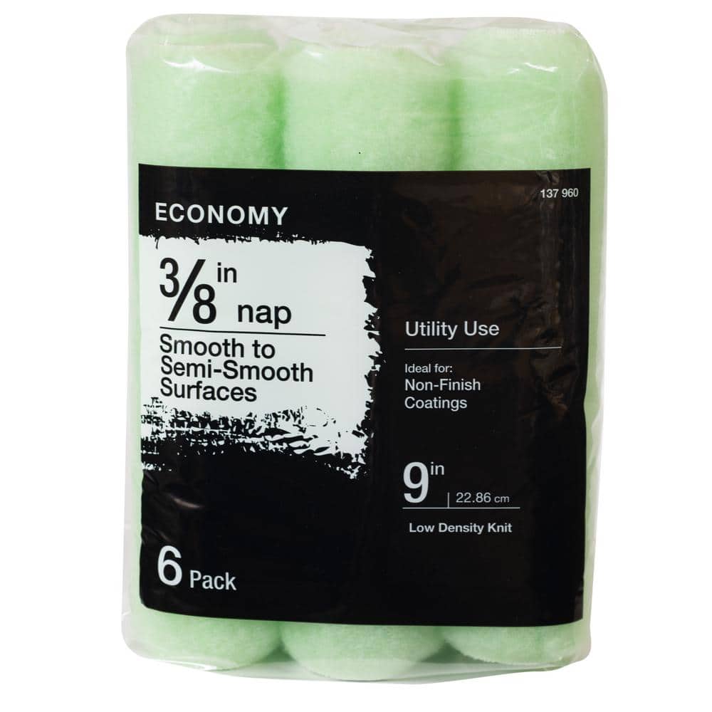PRIVATE BRAND UNBRANDED Economy 9 in. x 3/8 in. Knit Paint Roller Cover (6-Pack)