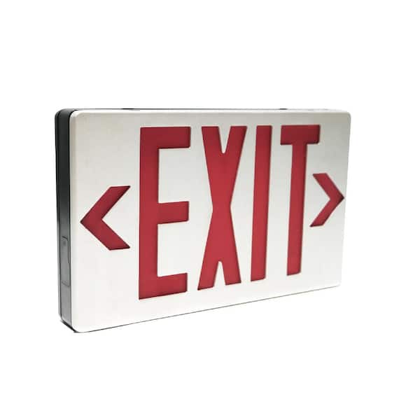 Commercial Electric 1-Pack 3.0-Watt 4.8-Volt Integrated LED Brushed Aluminum Red/Green Exit Sign 120-Volt/277-Volt