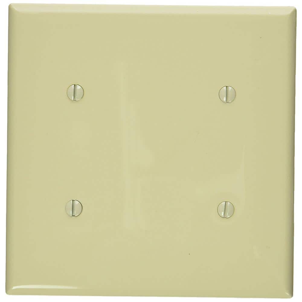 Leviton 2-Gang Ivory Blank Plate Nylon Strap Mount Standard Wall Plate (1-Pack) 80734-I