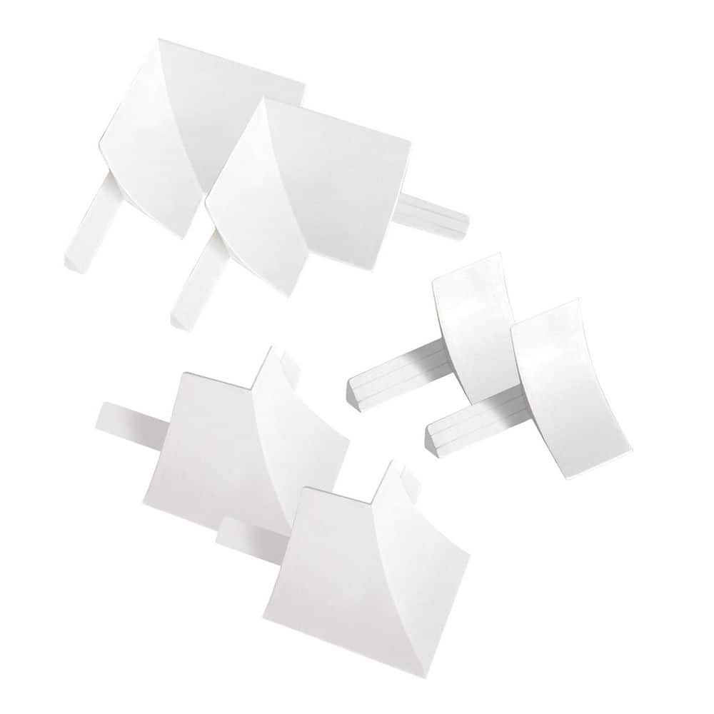 InstaTrim Molding Corner and End Caps, D .75in. x W .75 in. x L .75 in. ABS Plastic 3/4 in. Finishing Caps, White (6-Pack)