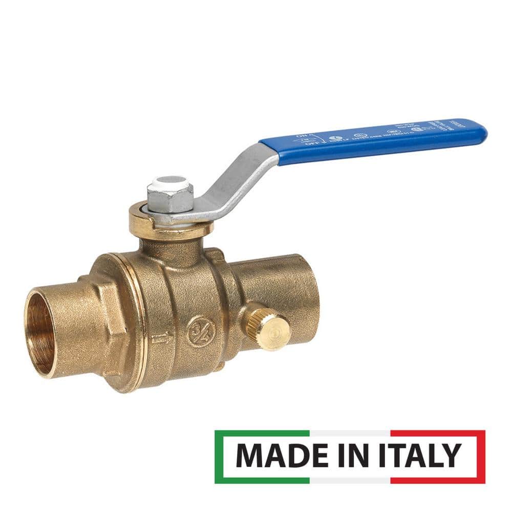 Everbilt 1/2 in. SWT x 1/2 in. SWT Full Port Lead Free Brass Ball Valve with Drain