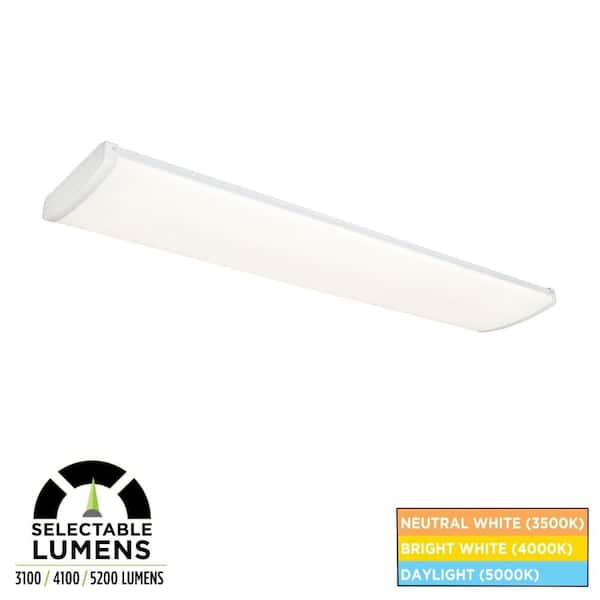 Commercial Electric 4 ft. x 10 in. 3100/4100/5200 Lumen LED White Commercial Wraparound Light, Selectable CCT, 120-277V, 0-10V Dimmable