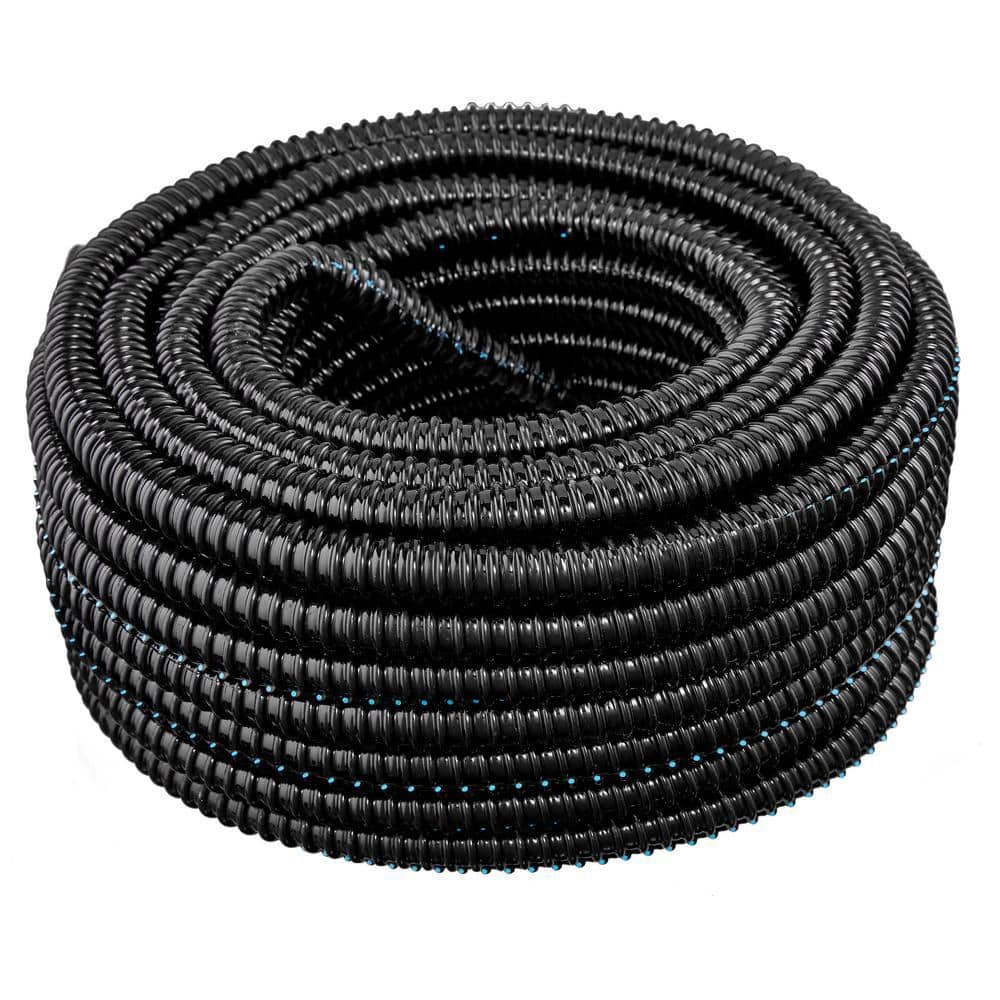 HYDROMAXX 1 in. Dia x 100 ft. PVC Black Flexible Corrugated Split Tubing and Convoluted Wire Loom