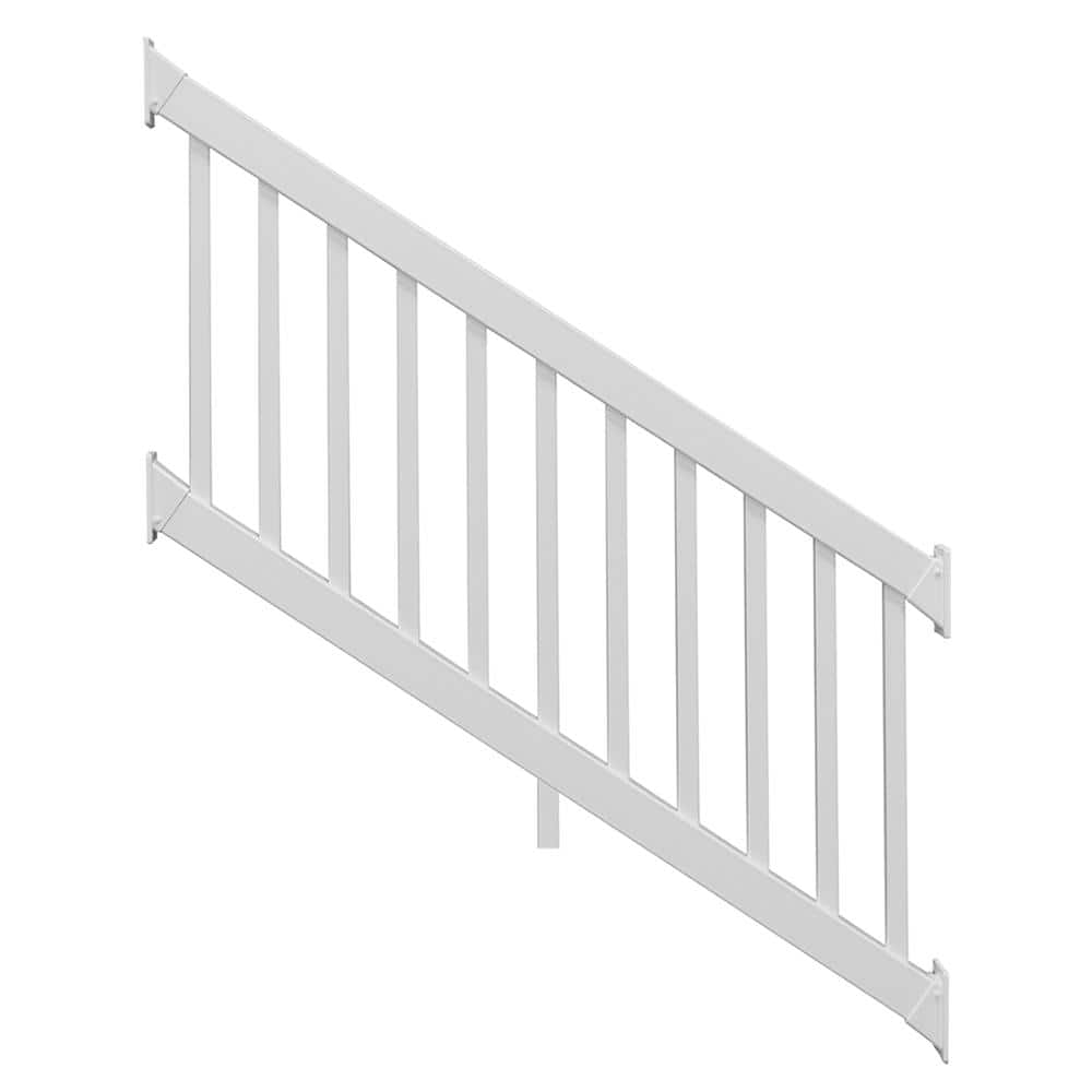 Weatherables Naples 3 ft. H x 8 ft. W White Vinyl Stair Railing Kit