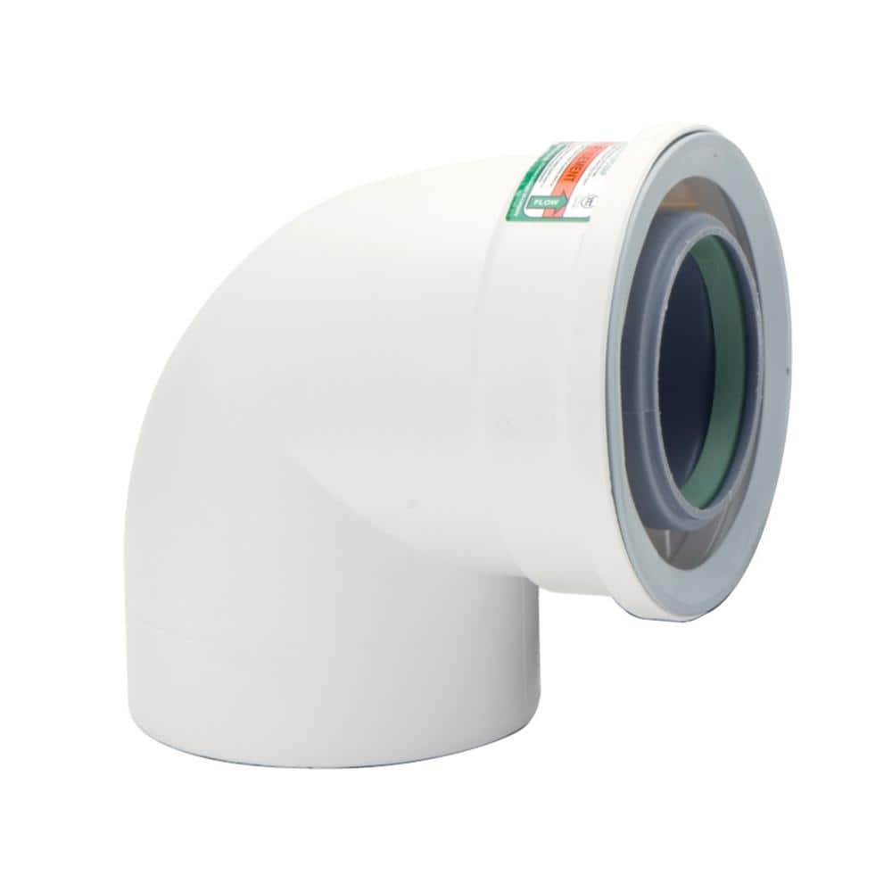 Rinnai 3 in. / 5 in. Plastic Condensing 90 Degree Vent Pipe Elbow for SE and SE+ Tankless Water Heaters