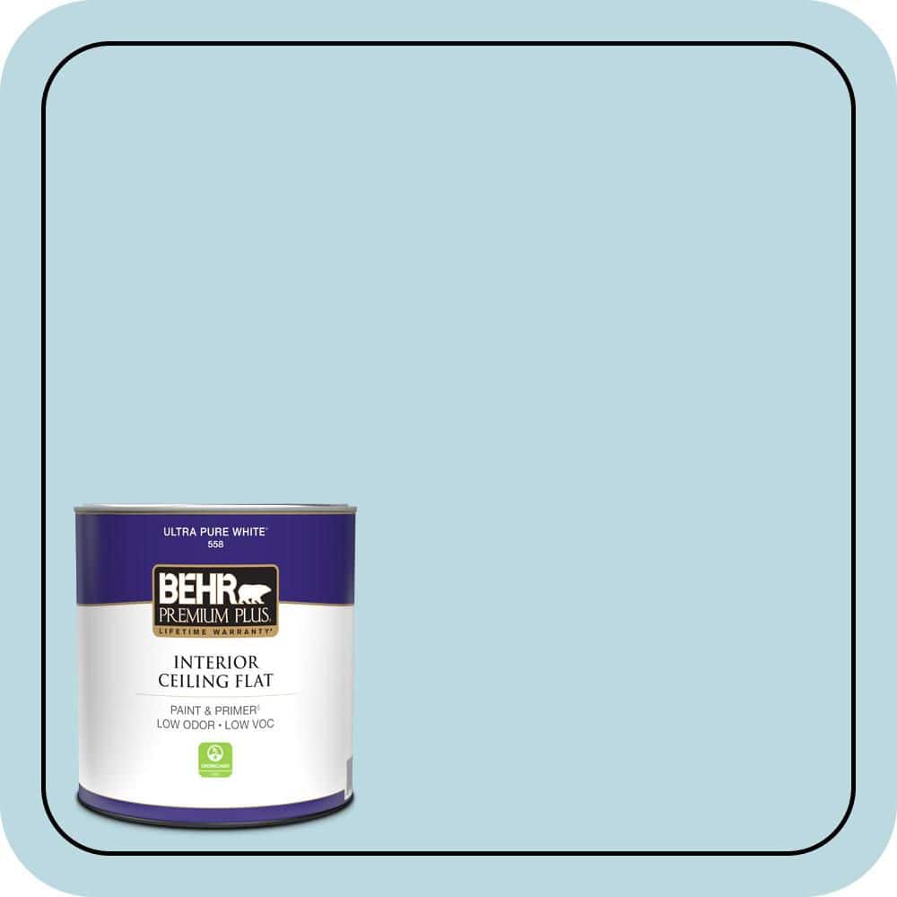 BEHR PREMIUM PLUS 1 qt. #S460-1 Air Blue Ceiling Flat Interior Paint & Primer