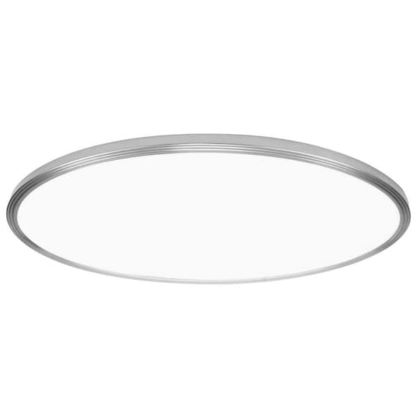 Commercial Electric 32 in. W Oval Black Plus Nickel Trim Ring Integrated LED 3500 Lumens Dim Flat Panel Flush Mount Light, Selectable 5CCT