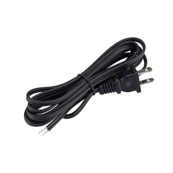 Bel Air Lighting 8 ft. SPT-1 Black Cord Set with Polarized Plug and Stripped End Ready for Wiring