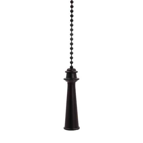 Commercial Electric 12 in. Matte Black Coastal Lighthouse Pull Chain for Ceiling Fans and Lights