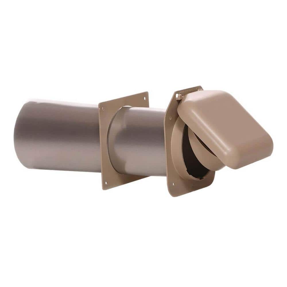 NO-PEST VENT 4 in. Low Profile Dual Door Wall Vent in Tan