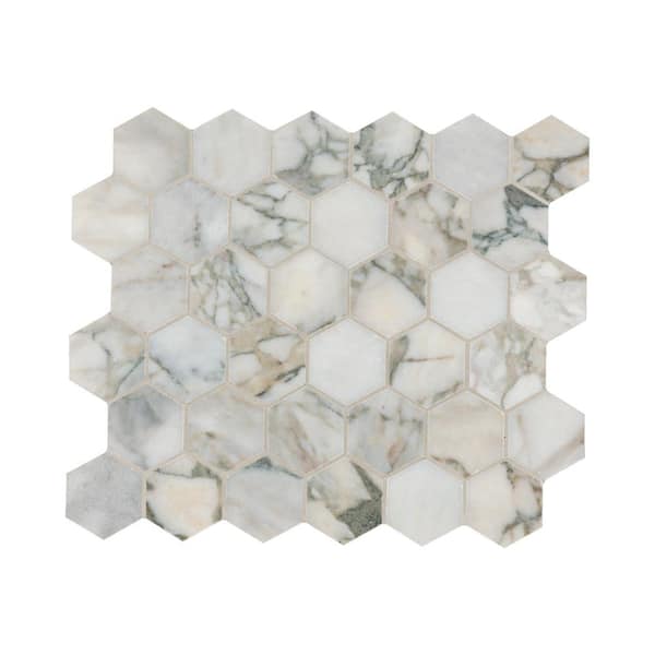 MSI Coranado Green 12 in. x 10 in. Hexagon Honed Marble Mosaic Floor and Wall Tile (0.87 sq. ft. /Each)