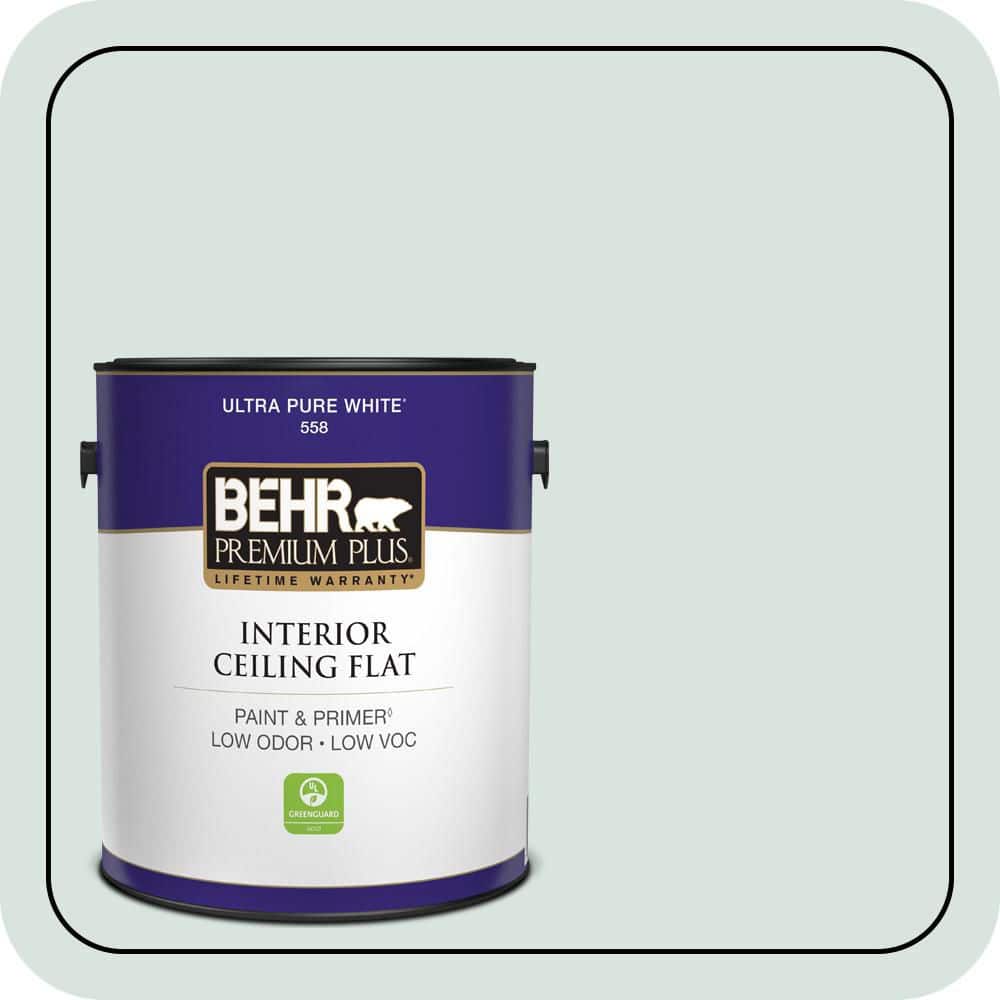 BEHR PREMIUM PLUS 1 gal. #N430-1 Mountain Peak White Ceiling Flat Interior Paint & Primer