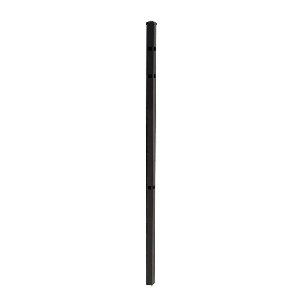 FORGERIGHT 72 in. 4 ft. Black Osprey Black Aluminum Fence Corner Post with Flat Cap