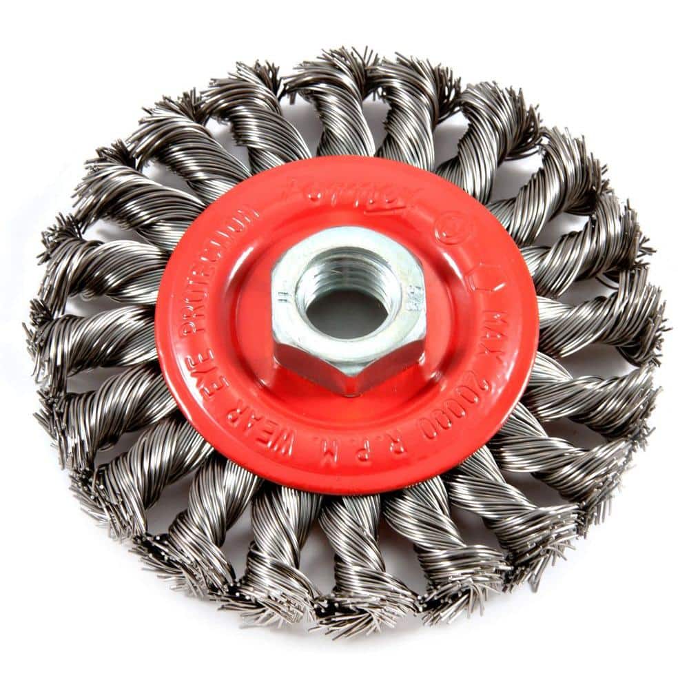 Forney 4 in. x 5/8 in.-11 Threaded Arbor Twist Knot Wire Wheel Brush