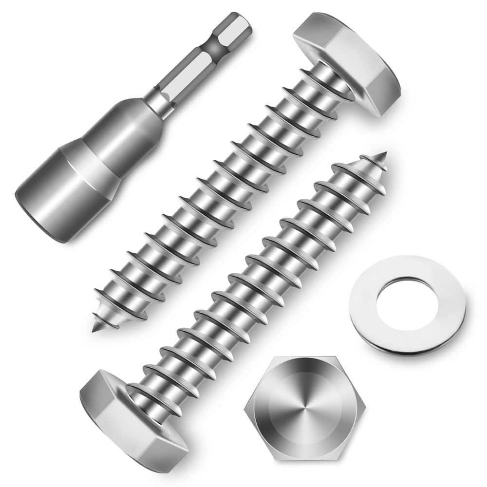 MYWISH 1/4 in. x 1-1/2 in. 304-Stainless Steel Hex Button Head Lag Screw (20-Pack)