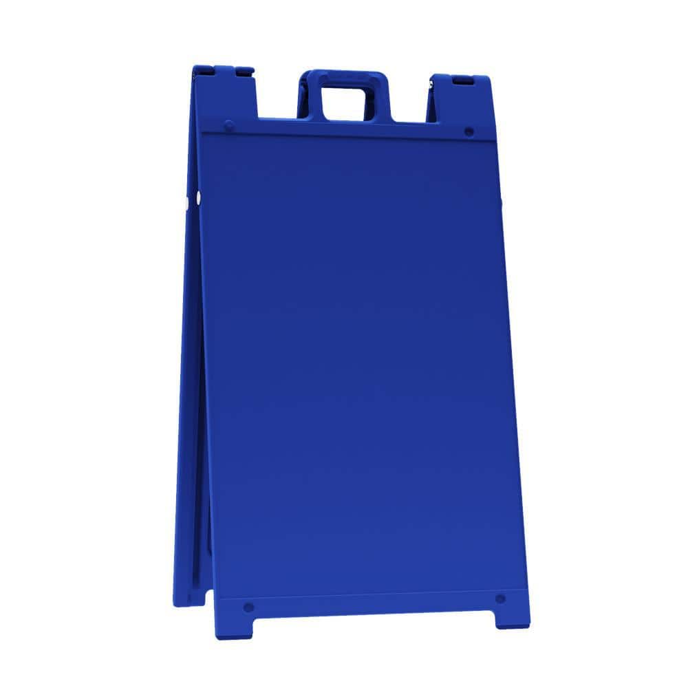 PLASTICADE Signicade 24 in. W x 36 in. H Blue Plastic Portable Folding Double-Sided Sign Stand