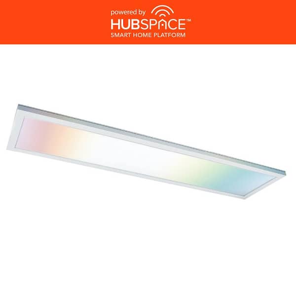 Commercial Electric 1-Pack 1 ft. x 4 ft. Smart Color Selectable RGBW Integrated LED White Flat Panel Ceiling Flush Mount Powered by Hubspace
