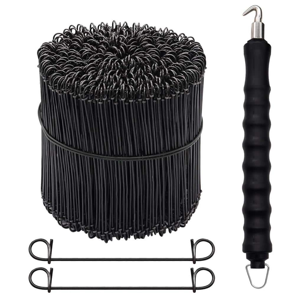 Wellco 6 in. Double Loop Rebar Wire Ties 16-Gauge with Semi Automatic Rebar Tie Wire Twister (1000-Pack)