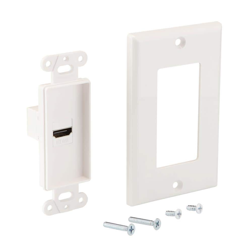 Commercial Electric 1-Gang White HDMI Plastic Wall Plate