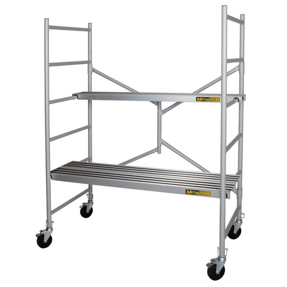 MetalTech Alu Series 6 ft. Aluminum Portable Utility Scaffolding w/ Wheels, 3-Platforms, 700 lbs. Capacity 6 H x 4.8 W x 2.5 D ft.