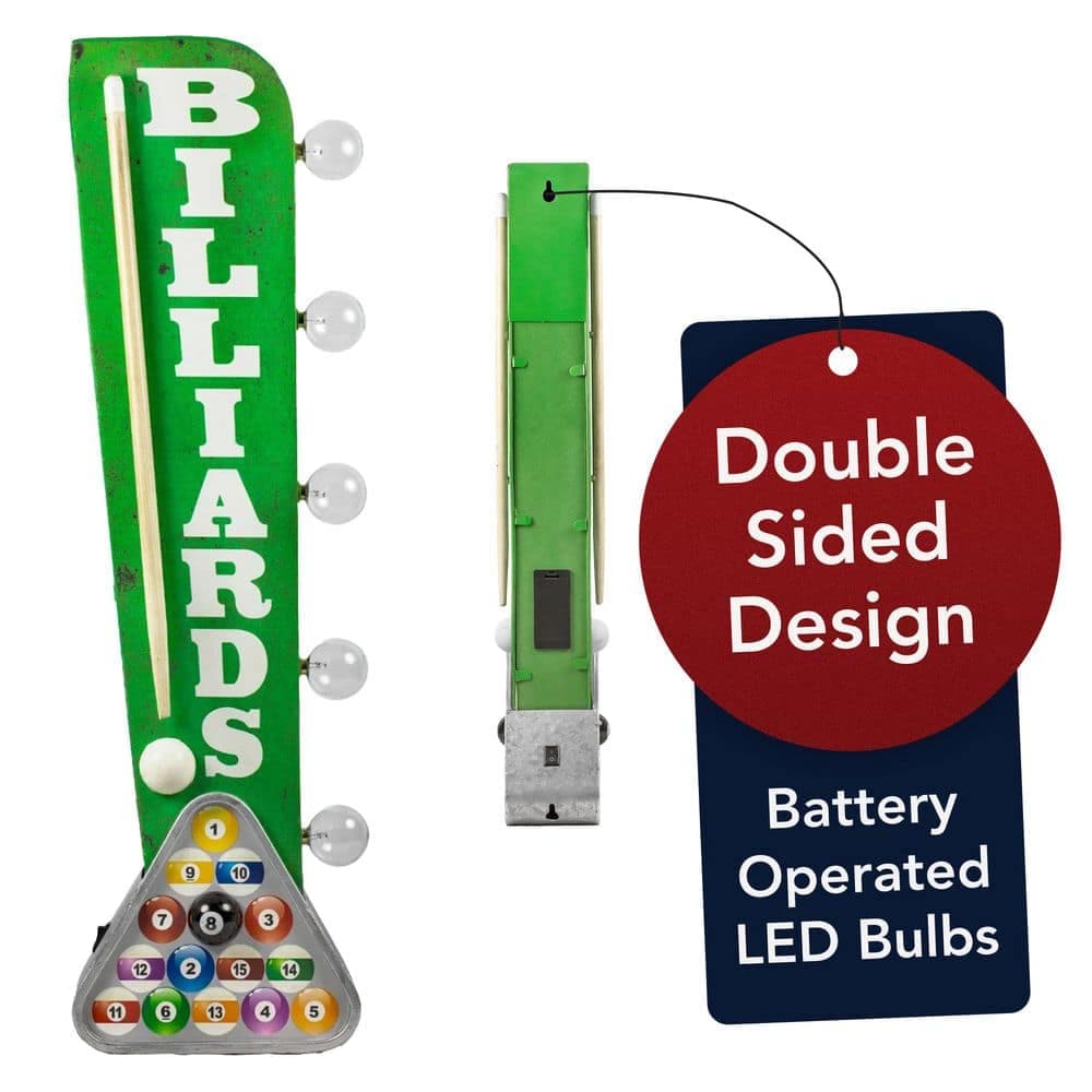 Crystal Art Gallery Billiards Pool Cue Vintage Marquee LED Sign