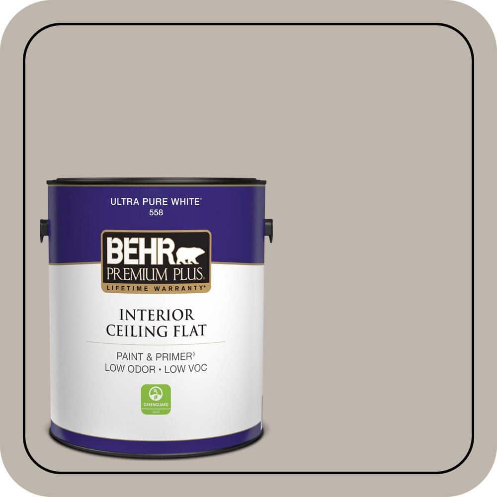 BEHR PREMIUM PLUS 1 gal. #PPU18-12 Graceful Gray Ceiling Flat Interior Paint & Primer