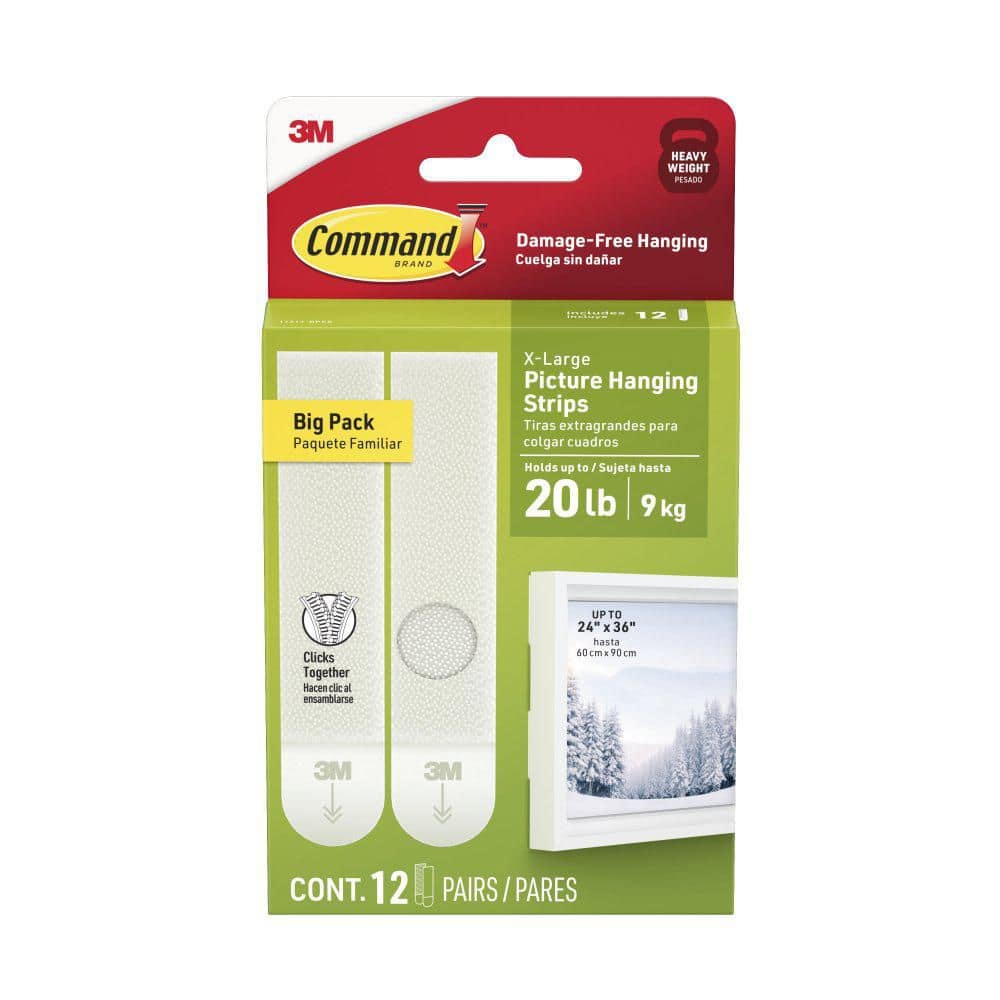 Command 20 lb. White Picture Hanging Strips, 12 Pairs