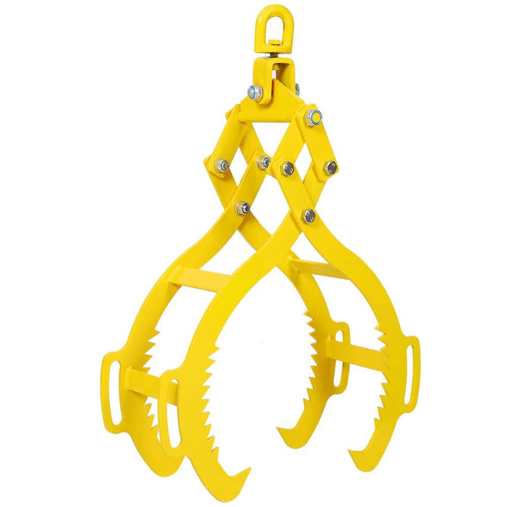Tatayosi Heavy Duty Solid Steel 4 Claw 28 in. Timber Log Lifting Logging Tongs Grabber Tong Kit in Yellow