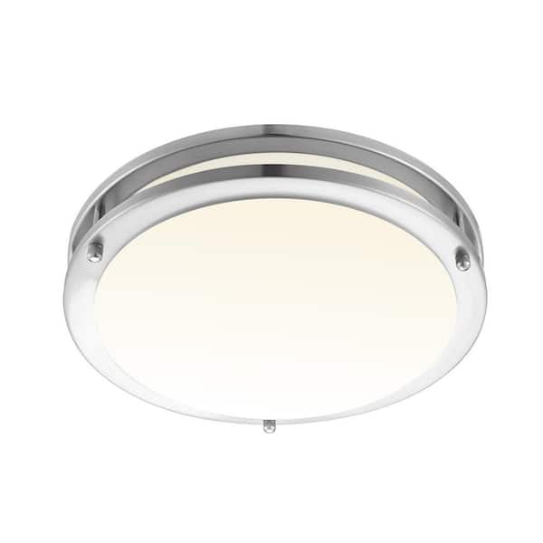 Commercial Electric Flex Install 12 in. Saturn Silver Indoor Integrated LED Recessed Flush Mount with 5 CCT and 1200 Lumens