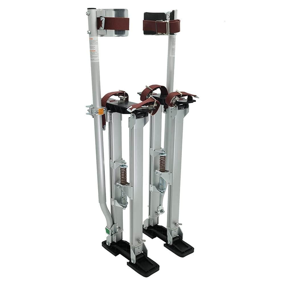 Laybus Silver Aluminum 24 in. to 40 in. Adjustable Height Drywall Stilts, 225 lbs. Load Capacity, Anti Skid with Rubber Soles