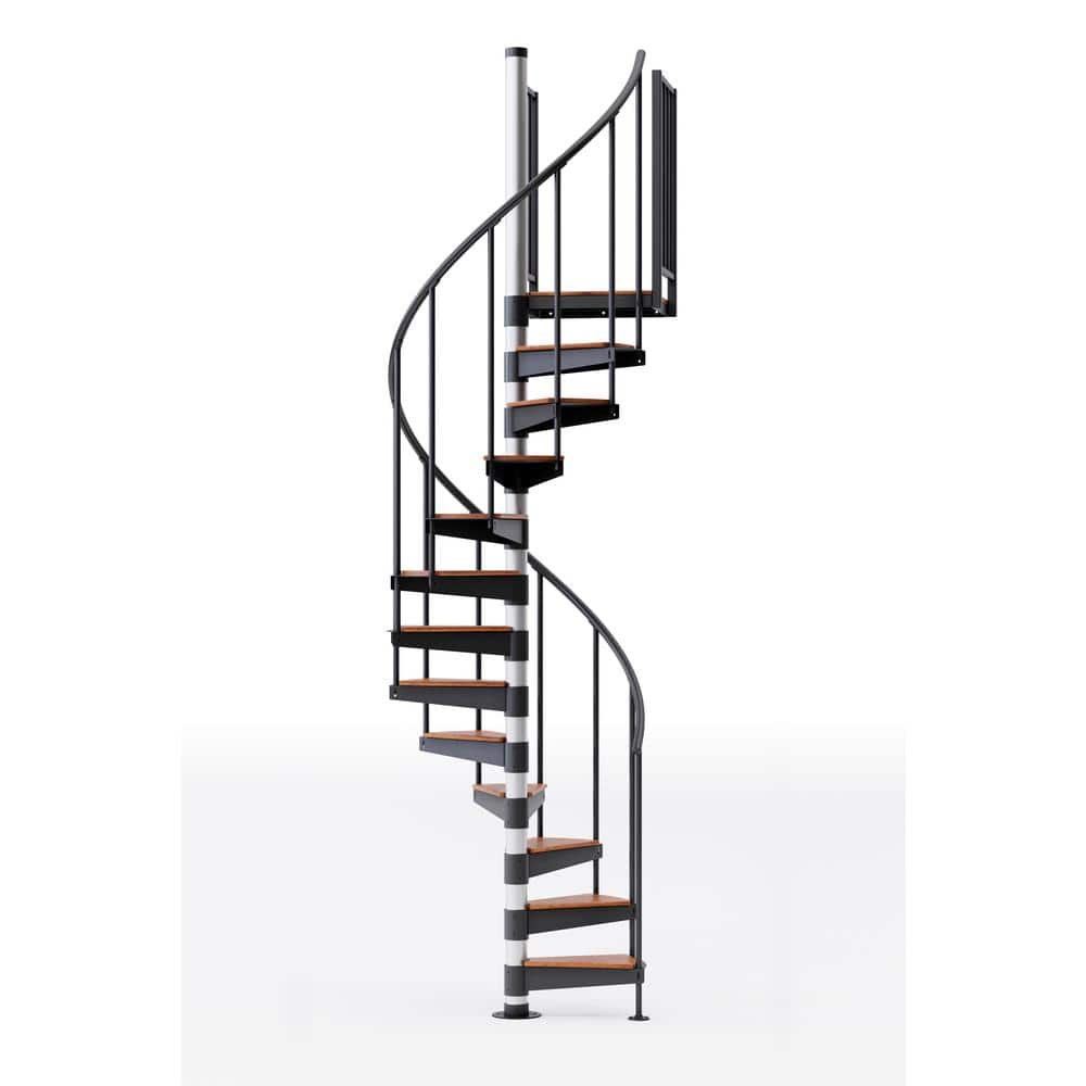 Mylen STAIRS Reroute Prime Interior 42in Diameter, Fits Height 110.5in - 123.5in, 2 36in Tall Platform Rails Spiral Staircase Kit