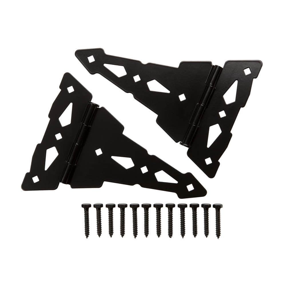 Everbilt (2-Pack) 10 in. Black Heavy-Duty Decorative Tee Hinge