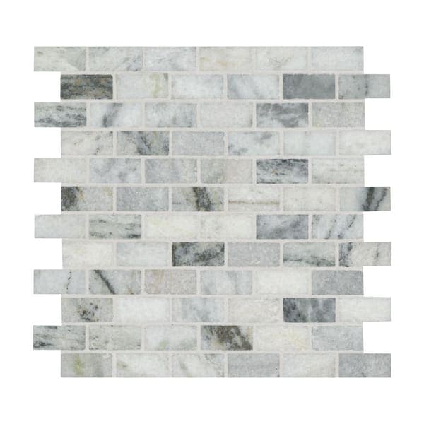 MSI Carrara Classique Brick 12 in. x 12 in. x 0.31 in. Honed Marble Mesh-Mounted Mosaic Tile (0.97 sq. ft./Case)