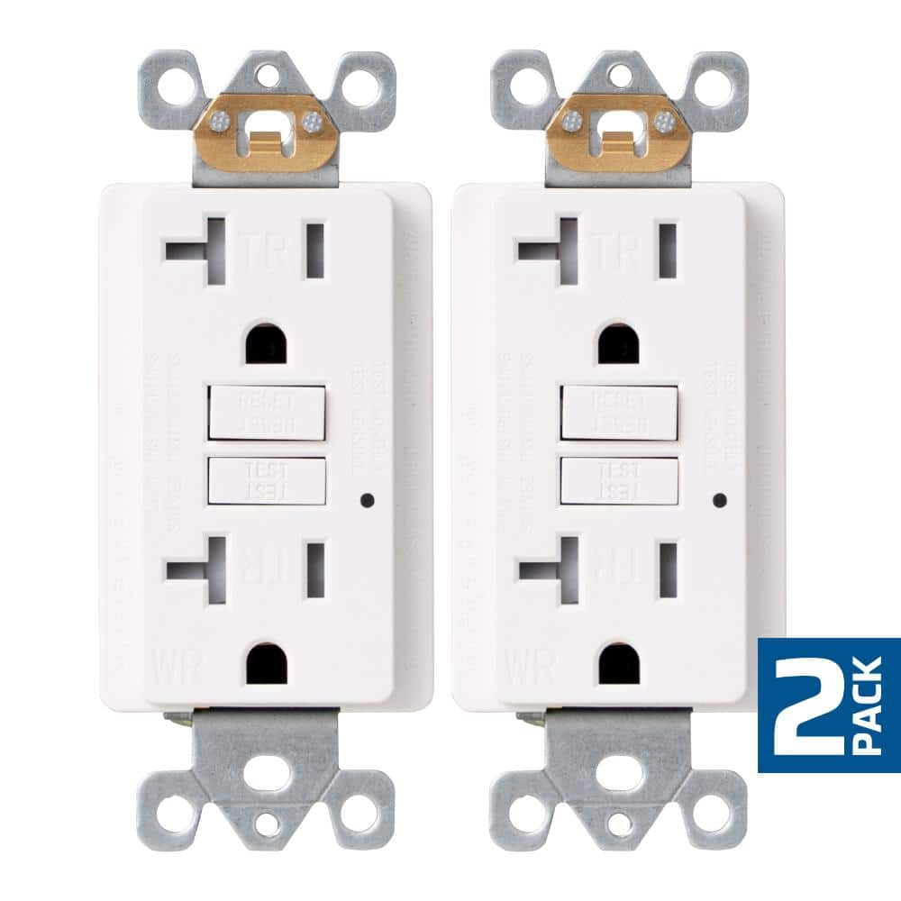 DEWENWILS 20 Amp 125-Volt Duplex No Nuisance Tripping GFCI Outlet, White (2-Pack)