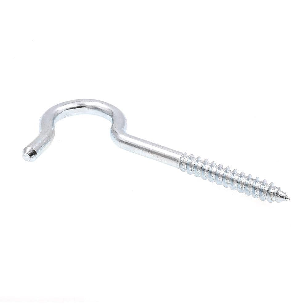 Prime-Line 1/4 in. x 4-1/8 in. Zinc Plated Steel Round Bend Screw Hooks (10-Pack)