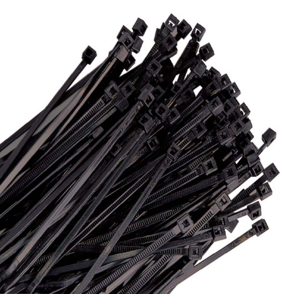 K Tool International 11 in. Black Nylon Wire Tie, 50 lb. Tensile (100-Pack)