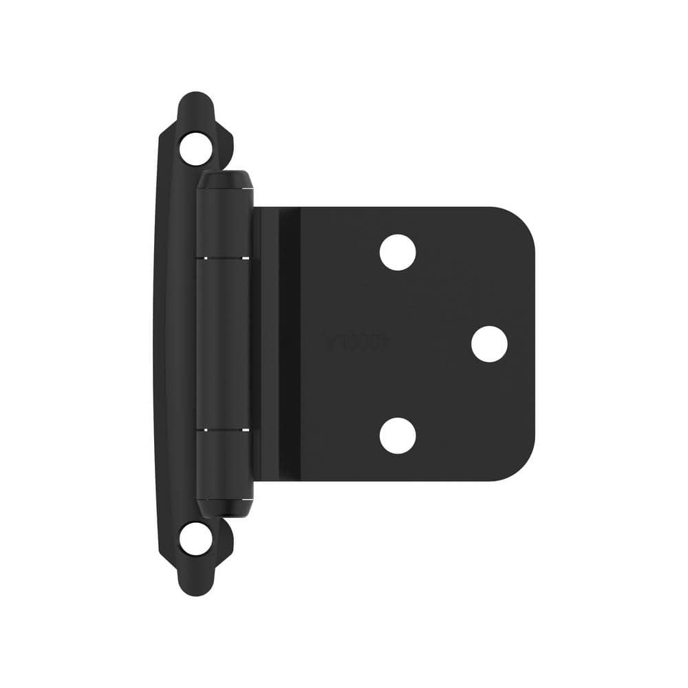 Amerock Matte Black Variable Overlay Self Closing, Face Mount Reverse Bevel Cabinet Hinge (2-Pack)