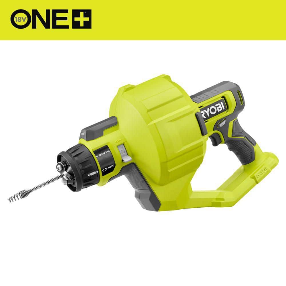 RYOBI ONE+ 18V Cordless Drain Auger with Cable, LED Light, Auto Feed/Retract, Cable Lock, Enclosed Drum (Tool Only)