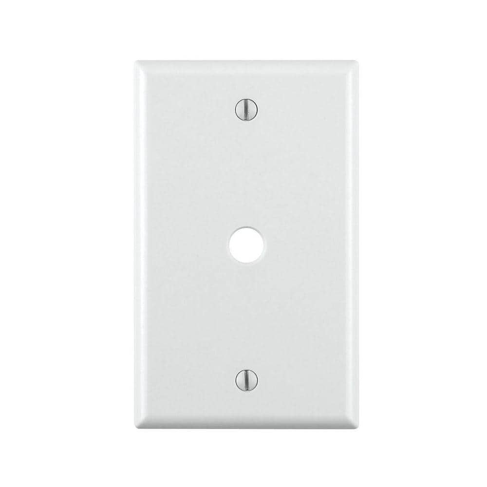 Leviton 1-Gang 0.406 in. White Phone/Cable Plastic Box Mount Standard Wall Plate (1-Pack) 88013-W