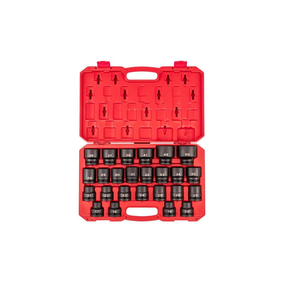 TEKTON 3/4 in. Drive 6-Point Impact Socket Set with Case, 25-Piece (17-50 mm, Common Sizes)