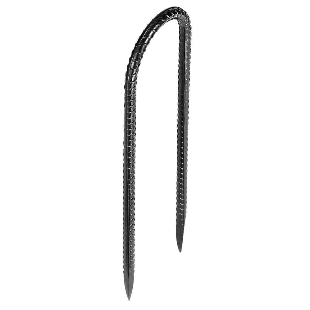 SKYSHALO Rebar Stakes 10 in. Heavy-Duty 0. 32 in. Dia J Hook Galvanized Steel Ground Anchors with Chisel Point End (12-Pack)