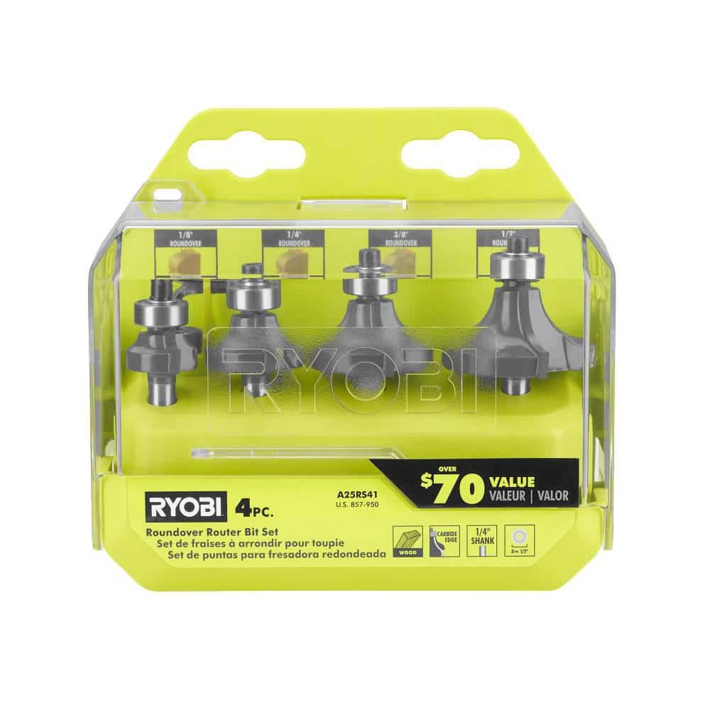 RYOBI Roundover Router Bit Set (4-Piece)