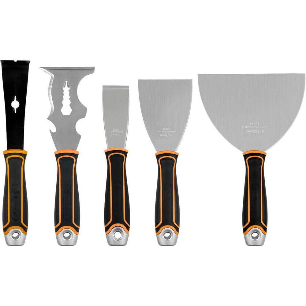 KIWDZFU 5-Piece Drywall Repair Knife Set with Stiff Blade Scraper Pry Bar 14-1 Multi Painter's Tool Flexible Putty Knife