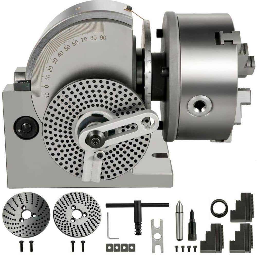 SKYSHALO Dividing Head BS-1 Dividing Head Set 6 in. 3-Jaw Chuck Semi Universal Milling Set w/ 6 in. Chuck plus Tailstock+ Plates