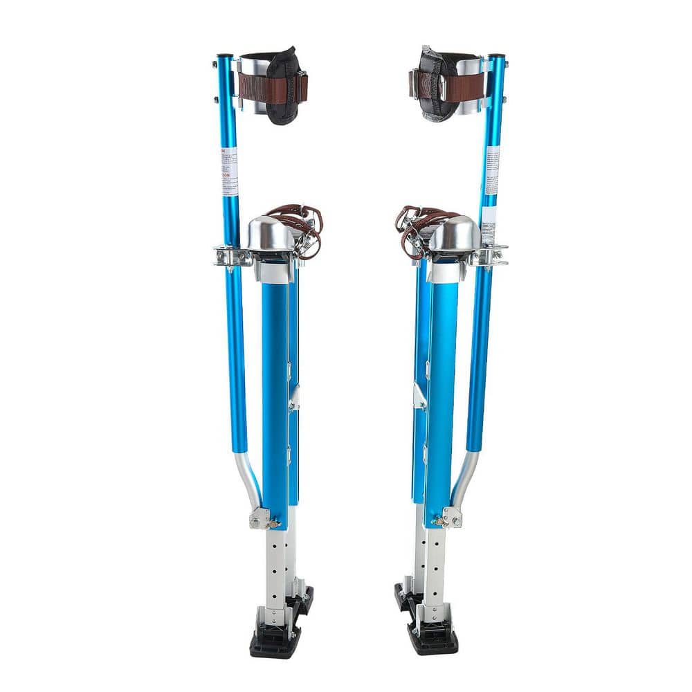 SKYSHALO Aluminum Drywall Stilts, 24.2 to 40.3 In. Height Range, Dual Spring Shock Absorption, Blue, Adjustable Drywall Stilts