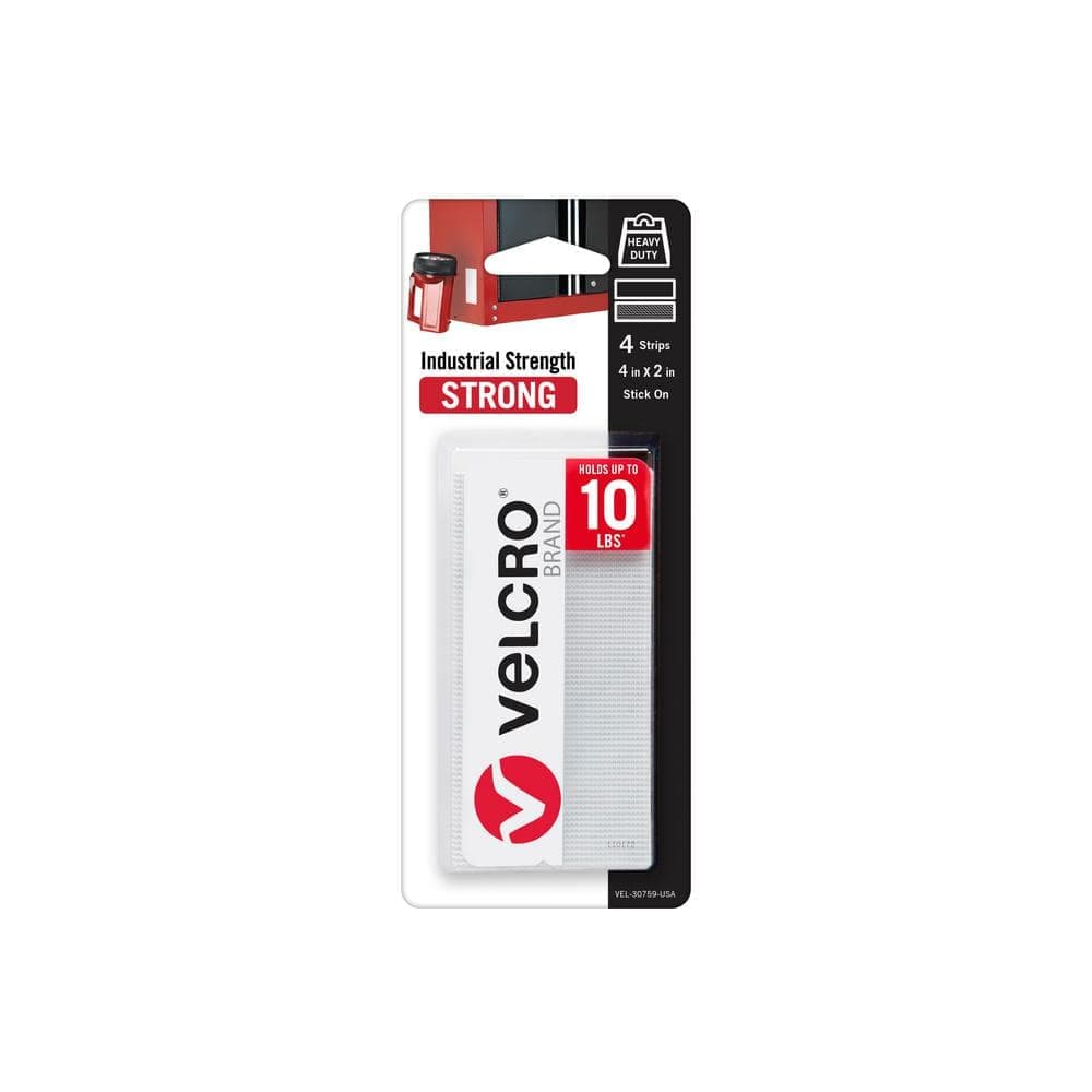 VELCRO 4 in. x 2 in. Industrial Strength Strips in White (4-Pack)