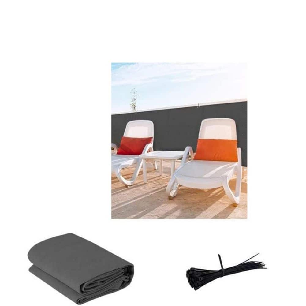 Cubilan Custom Size 2 ft. 6 in. x 18 ft. Charcoal Balcony Privacy Screen, UV Protection Privacy Fence Screen, 90% Shielding