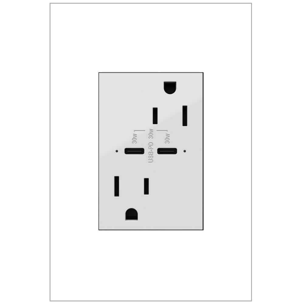 Legrand adorne Amp Tamper-Resistant Duplex Outlet with Ultra-Fast 6A PLUS 30W Power Delivery USB Type-C/C