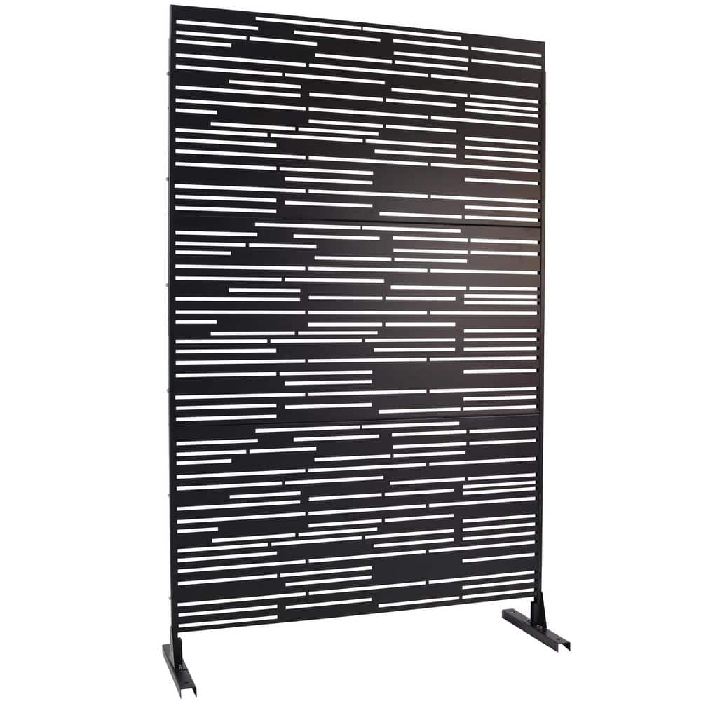 cadeninc 4 ft. x 6.33 ft. Black Outdoor and Indoor Freestanding Metal Privacy Screen Fence Panels for Lawn Garden (Not Composite)
